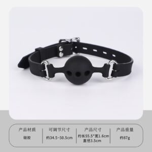Sex toys props mouth balls for women to wear silicone cat whiskers mouth plugs for couples to flirt interactive adult products to play with - Black silicone mouth plug