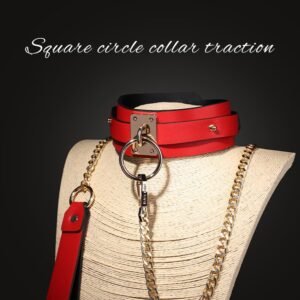 Sexy sm props high-end sexy traction collar sm training restraint neck collar neck ring alternative adult products - True red square collar