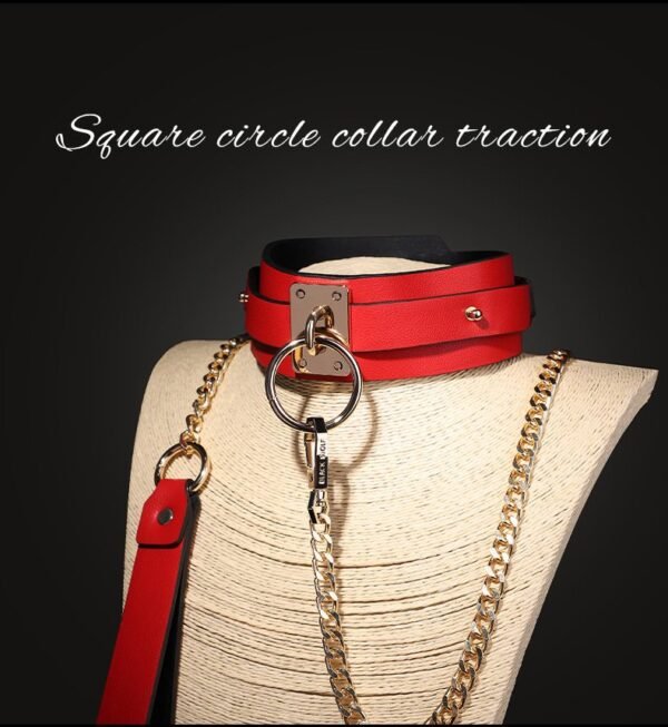 Sexy sm props high-end sexy traction collar sm training restraint neck collar neck ring alternative adult products - True red square collar
