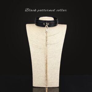 Sexy sm props high-end sexy traction collar sm training restraint neck collar neck ring alternative adult products - Black Moire Collar