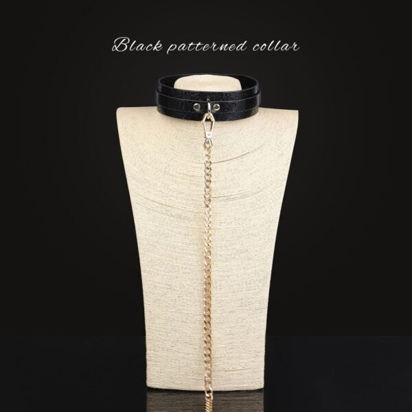 Sexy sm props high-end sexy traction collar sm training restraint neck collar neck ring alternative adult products - Black Moire Collar