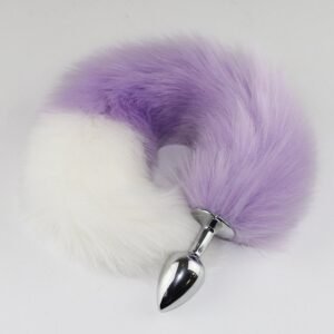 Color-blocked fox tail anal plug for women's backyard development sexy anal plug sm props metal anal plug adult products - Light purple + white
