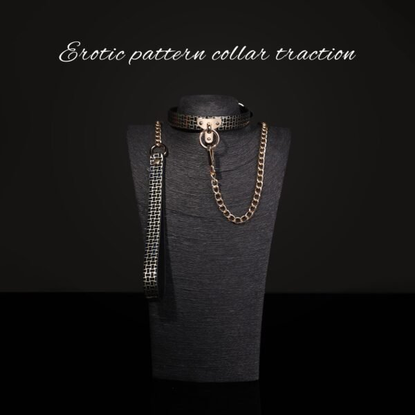Sexy sm props high-end sexy traction collar sm training restraint neck collar neck ring alternative adult products - Black gold pattern collar