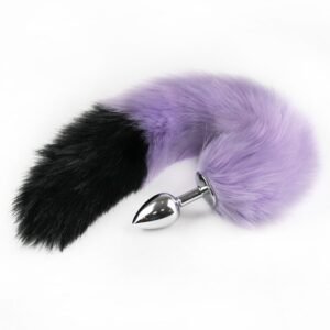 Color-blocked fox tail anal plug for women's backyard development sexy anal plug sm props metal anal plug adult products - Purple + Black