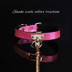 Sexy sm props high-end sexy traction collar sm training restraint neck collar neck ring alternative adult products - Barbie Pink Snake Scale Collar