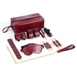 sm sex toys high-end luggage set burgundy sexy sm bundle set couple sex training torture instruments - Burgundy