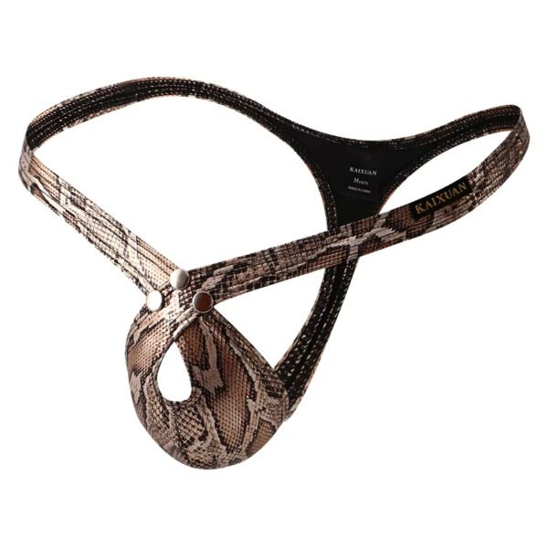 Men's Underwear Low Waist Snake Pattern Python Pattern Thong Pocket Small Opening Sexy Underwear for Men