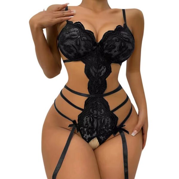 European and American Sexy Underwear Foreign Trade New Lace Seductive Onesie Sexy Open Crotch Pajamas
