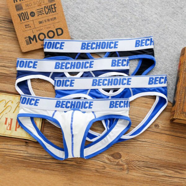 Men's Low Waist Back Hollow Sexy Underwear Gay Double Jockstrap - Image 6