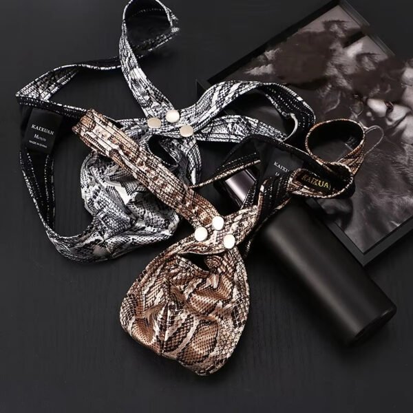 Men's Underwear Low Waist Snake Pattern Python Pattern Thong Pocket Small Opening Sexy Underwear for Men - Image 2