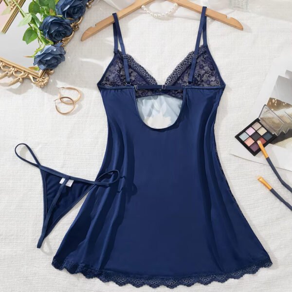 Navy Perspective Women's Sleepwear High Quality Lace Sleepwear Floral Hot Girls 18 Naked Night Dresses Mesh Backless Nightwear - Image 5