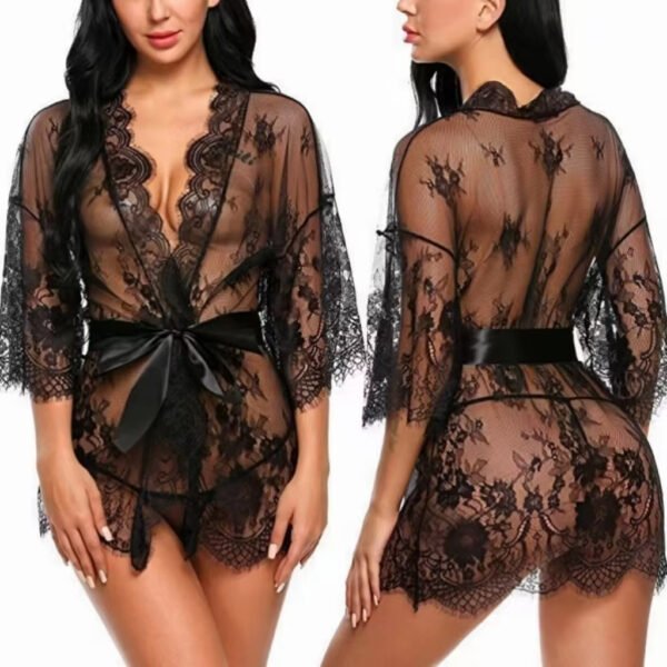 Seductive Mesh Pajamas for Women New European American Style Sexy Lingerie Lace Nightgown - Image 5