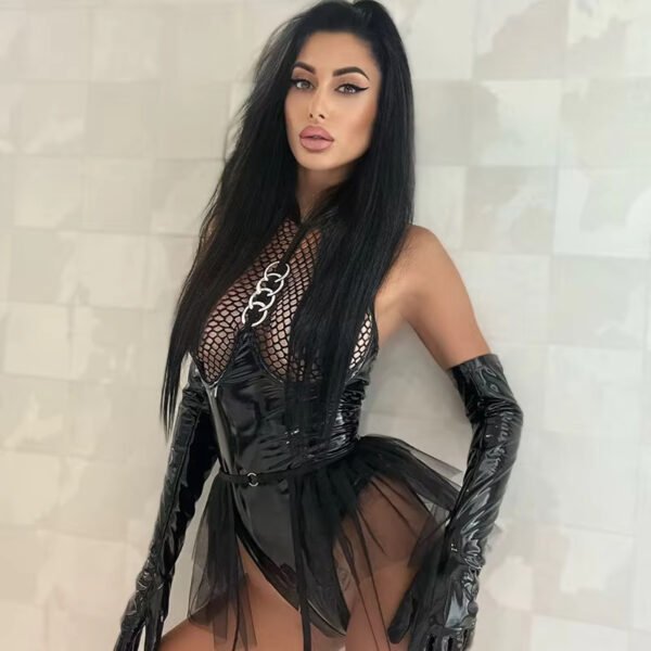 Erotic Sexy Latex Lingerie Garters Set for Sex Lenceria Clothes Body Suits Women Panties Catsuit Sexi Leather Spandex Bodysuit - Image 2