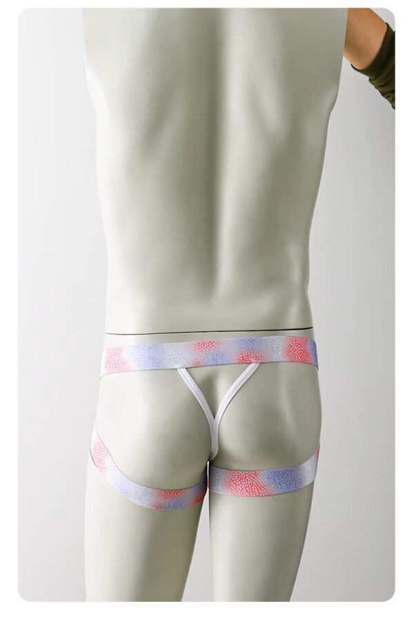 Colorful Full Printed Faux Leather Polyester Sexy Gay Men Bondage Gear Outfit - Image 3