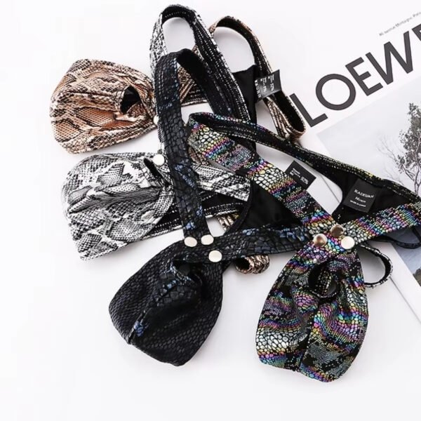 Men's Underwear Low Waist Snake Pattern Python Pattern Thong Pocket Small Opening Sexy Underwear for Men - Image 3