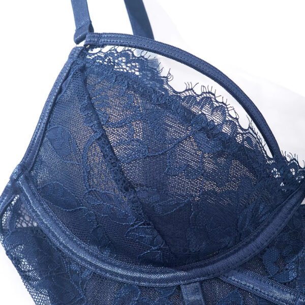 Sexy Slim-Fitting Bodysuit Passion Lace Teddy Women's Underwear High Quality Heart Deep V Nightwear See-through Strap Lingerie - Image 2