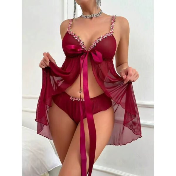 See Through Women's Nightdress Home Wear Sexy Sleepwear Erotic Lingerie - Image 4