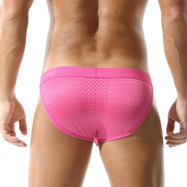 Fashionpure Color Briefs Men Wide Waist Mesh Thin Breathable U Convex Large Elastic Size Low Waist Sports Sexy Underwear - Image 5