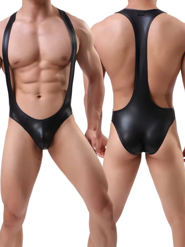 American Leather Jumpsuit Triangular One-piece Wrestling Suit Men Sexy Intimates Pants Customized Wholesale Production - Image 3