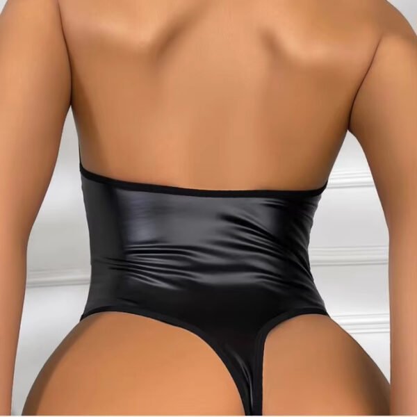 Erotic Uniform One Piece Suit Tight Hot Seductive Bodysuit De Renda Patent Leather Restraint Lingerie - Image 5
