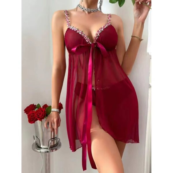 See Through Women's Nightdress Home Wear Sexy Sleepwear Erotic Lingerie - Image 5