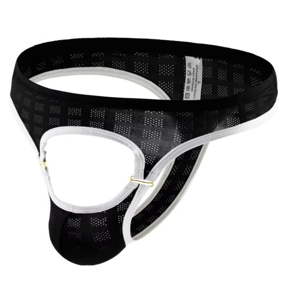 European and American Men's Sexy T-back Metal Clasp Sexy Briefs Gay T-shaped Panties Open Design Underwear - Image 5