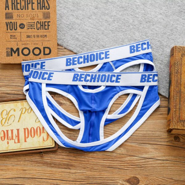 Men's Low Waist Back Hollow Sexy Underwear Gay Double Jockstrap - Image 2