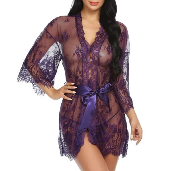 Seductive Mesh Pajamas for Women New European American Style Sexy Lingerie Lace Nightgown - Image 3