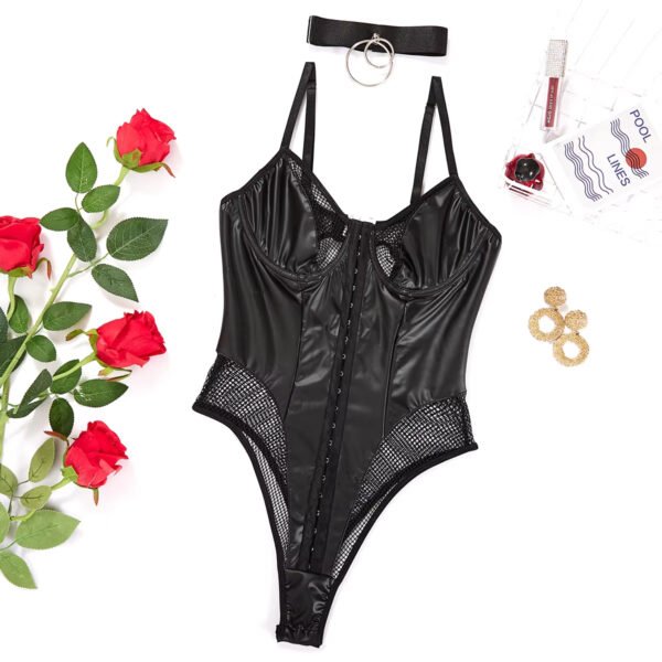 Lady Temptation Bodysuits Shapewear Butt Lifter Waist Shaper Collar Mesh Black One Piece Sling Tight Corset Sexy Lace Lingerie - Image 5