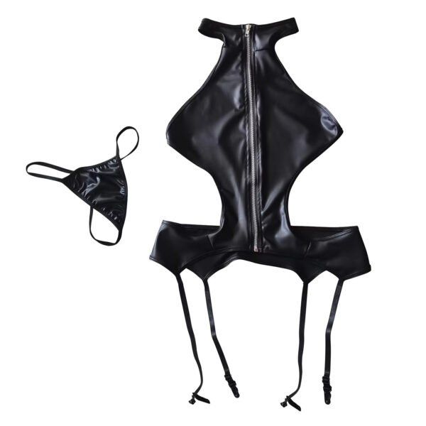 Sexy Lingerie Women's Bodysuit European and American Style Leather One Piece Underwear Stocking Factory Women's Lingerie - Image 4