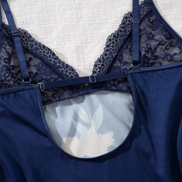 Navy Perspective Women's Sleepwear High Quality Lace Sleepwear Floral Hot Girls 18 Naked Night Dresses Mesh Backless Nightwear - Image 2
