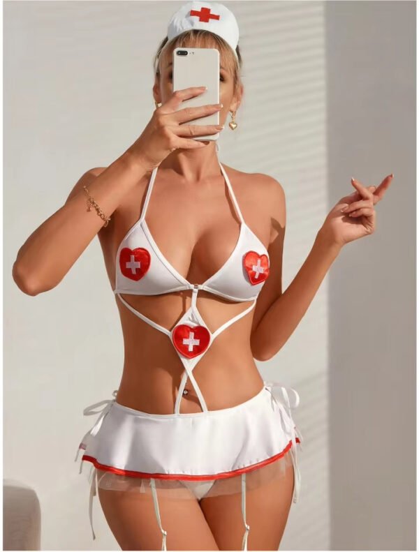 New Cosplay Lingerie Sexy Three-Point One-Piece Dress Hollowed Out Nurse Uniform Women's Sexy Lingerie Set
