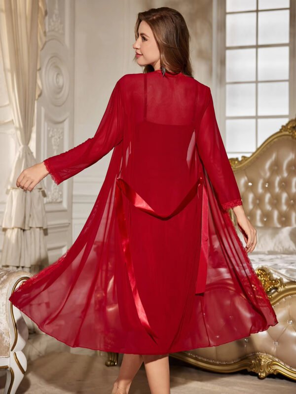 New Sexy Lingerie Sexy Mesh See-through Lingerie Long Sleeves Long Home Nightgown Sexy Suit Wholesale - Image 6