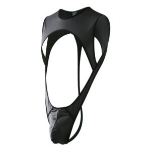 Men's shapewear jumpsuit thin undershirt boys zipper triangle thong panties sexy suspenders underwear