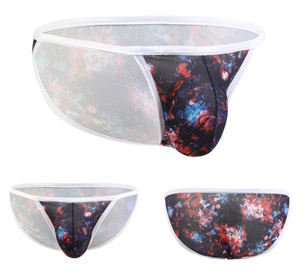 GAY Europe and the United States foreign trade sexy low waist men's underpants cartoon printing breathable U convex trend high fork pants - Image 2