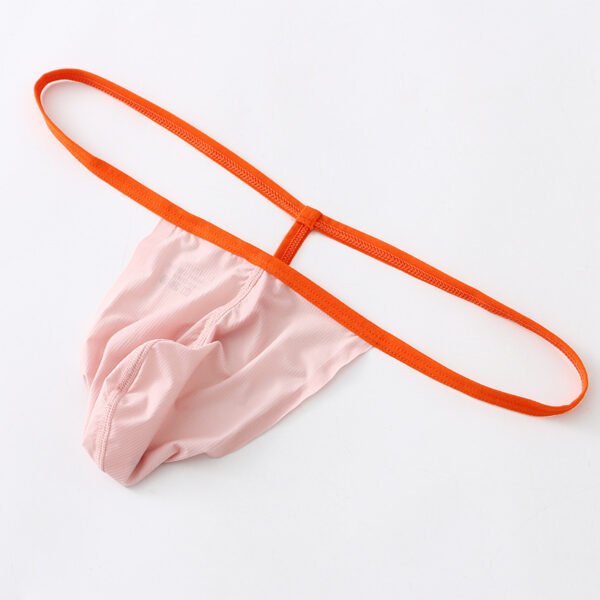 Men's thong low waist sexy male underwear breathable ice silk high cross thong pants male - Image 4