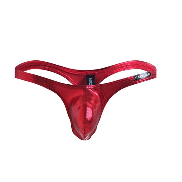 Erotic Faux Leather T Pants Low Waist Sexy U Cam Panties Men's Thong Slutty Male Panties - Image 5