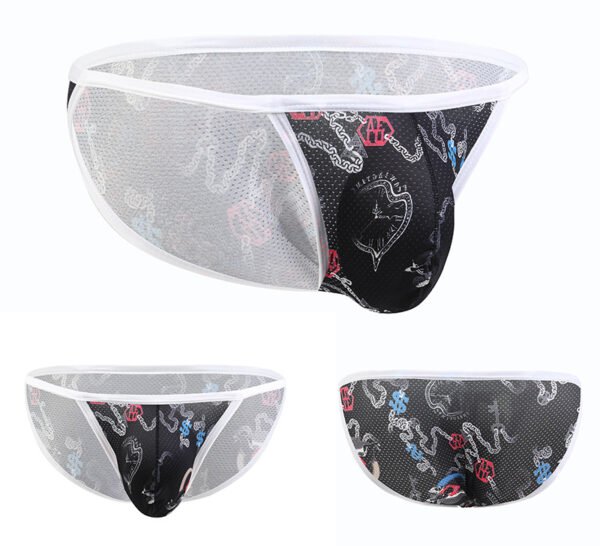 GAY Europe and the United States foreign trade sexy low waist men's underpants cartoon printing breathable U convex trend high fork pants - Image 6
