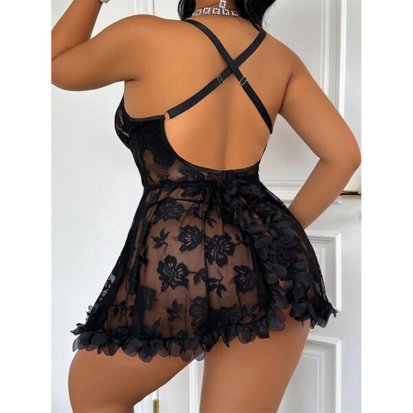 Plus Size Sexy Erotic Lingerie Set Lace See-through Fatty Nightgowns - Image 6