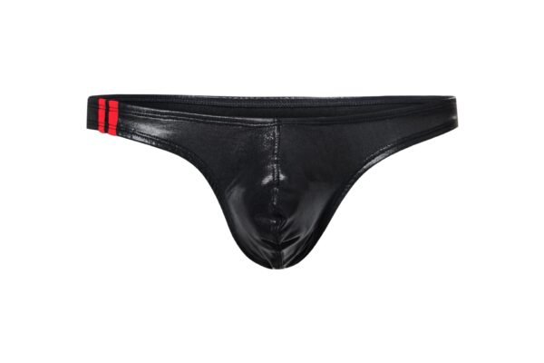 Men's Sexy Underwear Mid-Low Waist U Bump Light Silk T Pants Nightclub Performance Faux Leather Thongs - Image 9