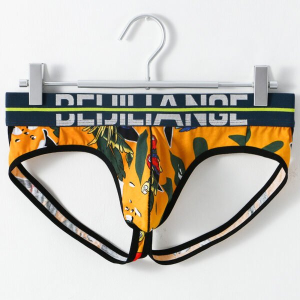 Printed new trend men's erotic thong men's low waist cotton breathable double thong male - Image 5
