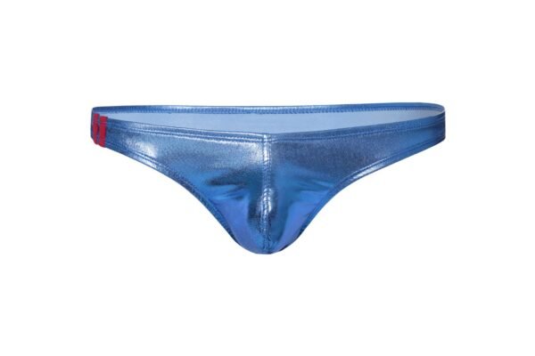 Men's Sexy Underwear Mid-Low Waist U Bump Light Silk T Pants Nightclub Performance Faux Leather Thongs - Image 6