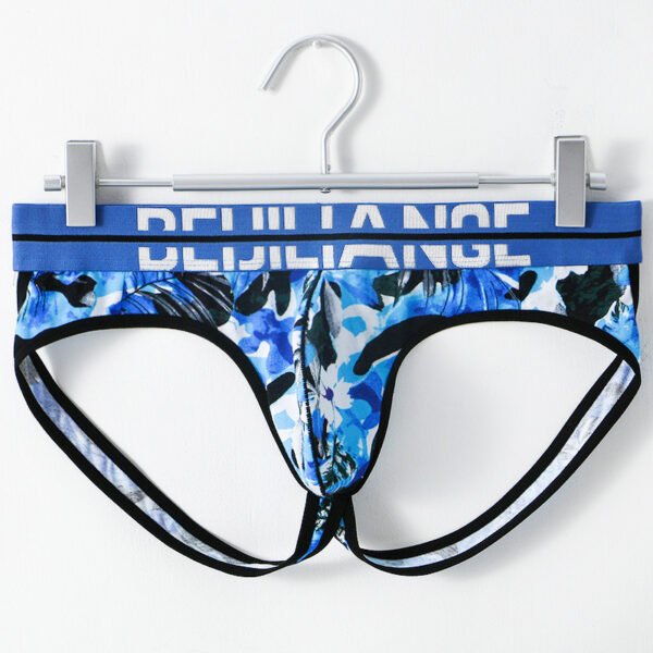 Printed new trend men's erotic thong men's low waist cotton breathable double thong male - Image 6