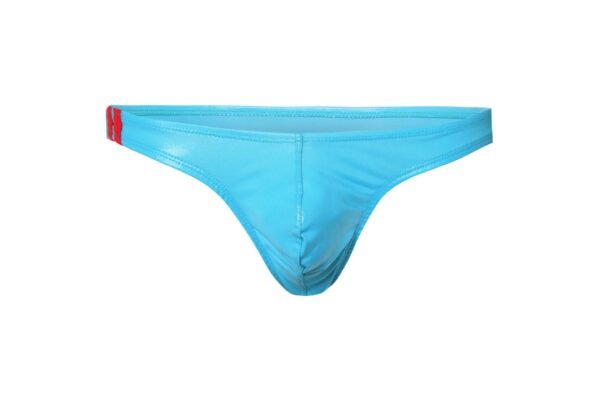 Men's Sexy Underwear Mid-Low Waist U Bump Light Silk T Pants Nightclub Performance Faux Leather Thongs - Image 7