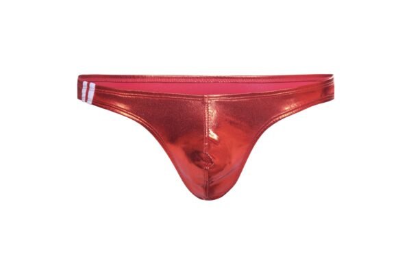 Men's Sexy Underwear Mid-Low Waist U Bump Light Silk T Pants Nightclub Performance Faux Leather Thongs - Image 5