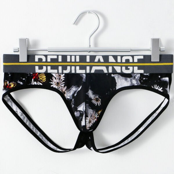 Printed new trend men's erotic thong men's low waist cotton breathable double thong male - Image 8