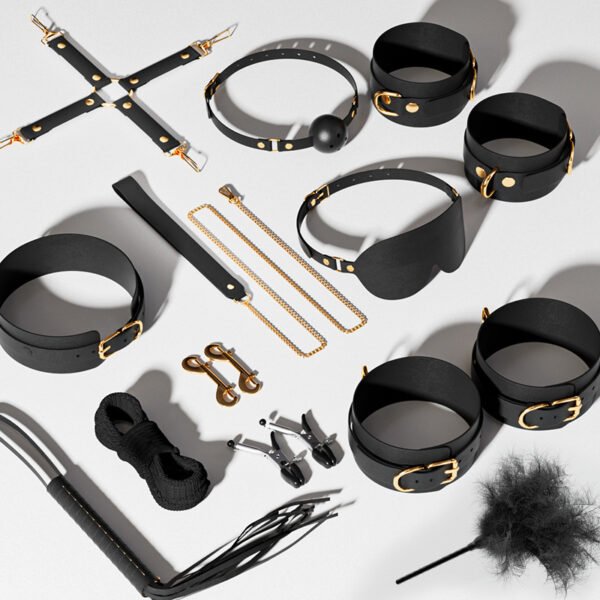 High-grade leather suit SM suit nipple clamps bondage - Image 4