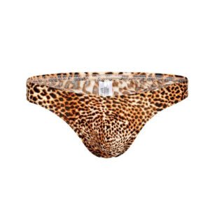 Wholesale Men's Underwear Leopard Print Sexy Panties Thong Convex Sac Bag T Pants Narrow Trousers Sexy Men Trousers Thong