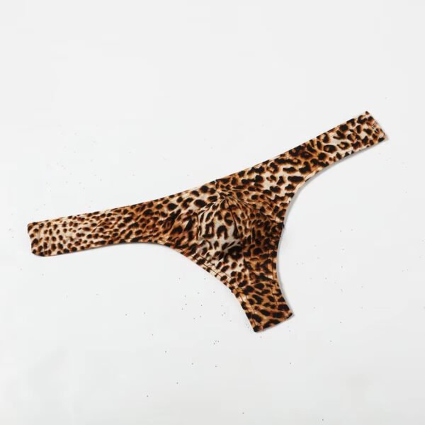 Wholesale Men's Underwear Leopard Print Sexy Panties Thong Convex Sac Bag T Pants Narrow Trousers Sexy Men Trousers Thong - Image 4