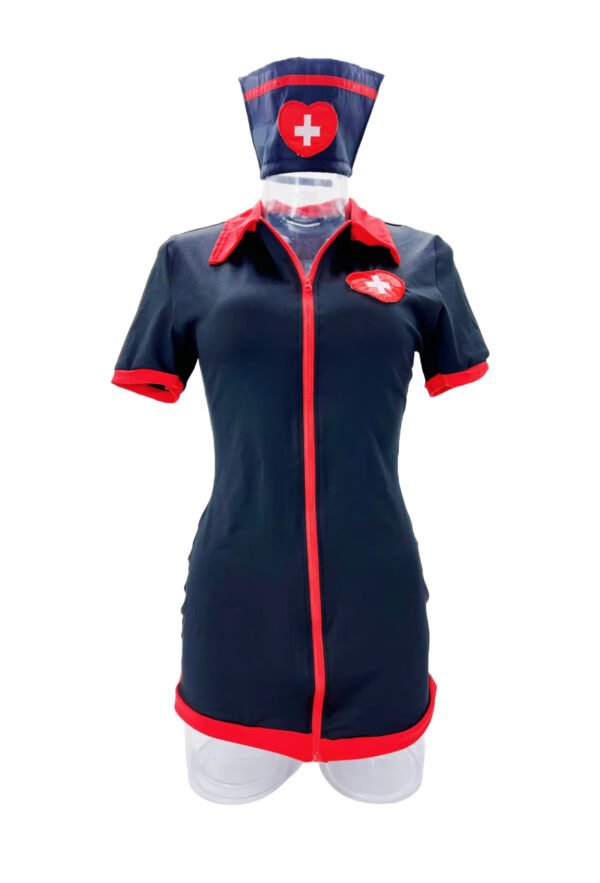 Cosplay Nurse Uniform Halloween Costume Tight Mini Skirt Hot Nightwear Set With Cap and Dress - Image 4